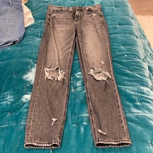 black distressed mom jeans